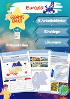 Vorschau - Arbeitsblätter - Europa - Gesamte Einheit (Arbeitsblätter & Präsentationen) - Deckblatt