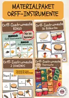 Vorschau - Stationenlernen - Materialpaket Orff-Instrumente Bildkarten, Bingo, Paarsuche, Domino - Deckblatt