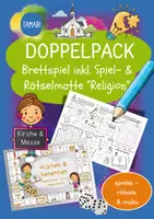 Vorschau - Arbeitsblätter - Doppelpack "Brettspiel + Spiel- & Rätselmatte Religion "Gegenstände in der Kirche & Heilige Messe" | Heilige Messe Grundschule | Religion Klasse 2, 3 & 4 | Kirchenraum spielerisch üben | Brettspiel Religion | Kirche - Deckblatt