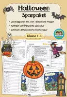 Vorschau - Stationenlernen - Halloween - Sparpaket (Klasse 1-4) #schulstartbyextraklasse - Deckblatt