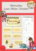 Vorschau - Arbeitsblätter - Lesen-Merken-Schreiben Weihnachten Karten differenziert - Deckblatt