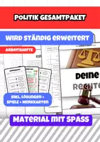 Vorschau - Arbeitsblätter - Politik Gesamtpaket - Basics, Rechte, Staatsformen, Demokratie - Deckblatt