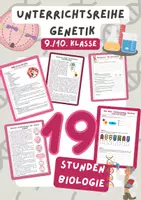 Vorschau - Arbeitsblätter - XL Materialpaket Genetik - 19 fertige Biologiestunden Genetik | Genetik, DNA, Mitose, Meiose, Chromosomen, Vererbung, Biologie Genetik - Deckblatt