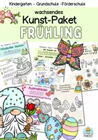 Vorschau - Stundenentwürfe - Kunst-Paket Frühling, Ostern, Muttertag Ausmalbilder, Bastelvorlagen - Deckblatt