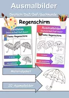 Vorschau - Arbeitsblätter - Ausmalbilder & Mandalas PAKET - Regenschirme - Grundschule - Bastelvorlagen - Deckblatt