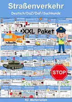Vorschau - Unterrichtsreihen - Materialpaket - Straßenverkehr XXL Paket Wortschatzpaket - DaZ/DaF, Deutsch, Sachunterricht (Grundschule) - Deckblatt