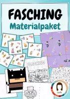 Vorschau - Arbeitsblätter - Fasching: Pixelbilder Puzzle Spiele Ausmalbilder Wimmelbild Wimpelkette - Deckblatt