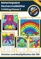 Vorschau - Arbeitsblätter - Rechenmalblätter Frühling Klasse 2 – Multiplikation & Division bis 100 | Einmaleins Paket - Deckblatt