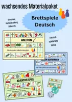 Vorschau - Stationenlernen - wachsendes Materialpaket Brettspiele Deutsch Wortarten & Rechtschreibung - Deckblatt