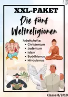 Vorschau - Unterrichtsreihen - Materialpaket: Die 5 Weltreligionen, Arbeitshefte Christentum, Judentum, Islam, Hinduismus, Buddhismus - Deckblatt