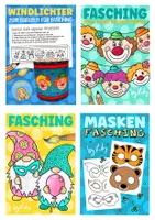 Vorschau - Arbeitsblätter - 4x Bastelprojekte für Fasching & Karneval - Kunst Materialpaket - Deckblatt