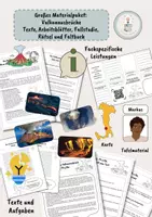 Vorschau - Mal- und Bastelvorlagen - Großes Materialpaket: Vulkanausbrüche - Texte, Arbeitsblätter, Fallstudie, Rätsel und Faltbuch - Deckblatt