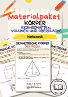 Vorschau - Arbeitsblätter - Materialpaket - Körper - Eigenschaften, Volumen und Oberfläche - Deckblatt