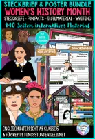Vorschau - Unterrichtsreihen - Englisch Klasse 5 – Steckbrief & Poster Bundle zu 5 inspirierenden Frauen - Weltfrauentag Women's History Month - Deckblatt