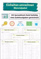 Vorschau - Arbeitsblätter - Einheiten umrechnen – Materialpaket - Deckblatt