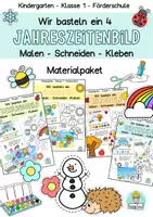 Vorschau - Mal- und Bastelvorlagen - Paket Bilder basteln Frühling, Sommer, Herbst, Winter, Vorschule, Klasse 1, Fördermaterial - Deckblatt