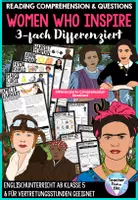 Vorschau - Unterrichtsreihen - Englisch Klasse 5 – 3-fach differenziertes Weltfrauentag Reading Comprehension Materialpaket (A1–B1) zu 5 inspirierenden Frauen - Deckblatt