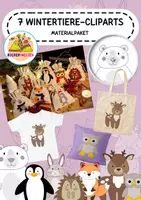 Vorschau - Mal- und Bastelvorlagen - Materialpaket Cliparts: 7 Wintertiere - Deckblatt