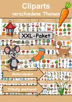 Vorschau - Mal- und Bastelvorlagen - XXL Materialpaket CLIPARTS | verschiedene Clipartpakete - Ständig wachsend | DaZ/DaZ, Deutsch (Grundschule) - ständig wachsend - Deckblatt