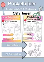 Vorschau - Mal- und Bastelvorlagen - Prickelbilder / Fensterbilder PAKET Thema Osterhasen - Grundschule - Bastelvorlagen - Deckblatt