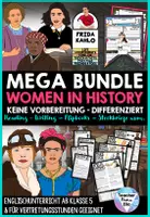Vorschau - Unterrichtsreihen - Englisch Klasse 5–8 – Weltfrauentag Mega Bundle: 3-fach differenzierte Reading Comprehension, Flipbooks, Steckbrief & Poster (A1–B1) - Deckblatt