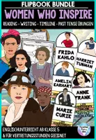 Vorschau - Unterrichtsreihen - Englisch ab Klasse 5 – Weltfrauentag Flipbook Bundle Englisch differenziert - Reading Comprehension & Writing - Deckblatt
