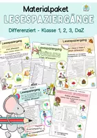 Vorschau - Stundenentwürfe - Paket Lesespaziergänge, Lesewege (Lesespiel Klasse 1, 2, 3, DaZ) - Deckblatt