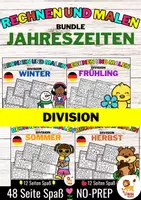 Aperçu - Feuilles d'exercices - Rechen-Mal-Blätter - Division (Jahreszeiten) German | Saisons Divisions Mathématiques Allemand - Bundle (Kit) - Page de couverture