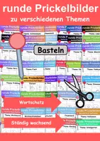 Vorschau - Arbeitsblätter - XXL Materialpaket runde Prickelbilder - Wortschatz Deutsch/DaZ/DaF/Kunst (Ständig wachsend!) - Deckblatt