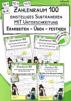 Vorschau - Arbeitsblätter - Materialpaket "Subtraktionen mit Zehnerübergang - einstellig - Erarbeitung, Übung, Festigung" - Deckblatt