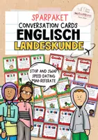 Vorschau - Spiele - XL Sparpaket Landeskunde | über 350 Conversation Cards | London, USA, Ireland, Australia, New Zealand uvm. - Deckblatt