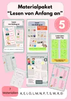 Vorschau - Arbeitsblätter - Materialpaket "Lesen von Anfang an 5": A, E, I, O, L, M, N, P, T, S, W, R, Ei, D, H - Deckblatt