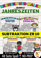 Aperçu - Feuilles d'exercices - Rechen-Mal-Blätter - Subtraktion ZR 10 (Jahreszeiten) German | Saisons Soustraction Mathématiques Allemand - Bundle (Kit) - Page de couverture