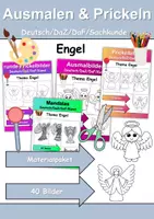 Vorschau - Mal- und Bastelvorlagen - Ausmalbilder & Prickelbilder PAKET Thema Engel - Grundschule - Bastelvorlagen - Deckblatt