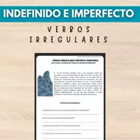 Vista previa - Hojas de trabajo - PRETÉRITO INDEFINIDO E IMPERFECTO VERBOS REGULARES LECTURA - Portada