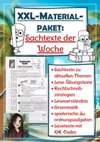 Vorschau - Stundenentwürfe - WACHSENDES Materialpaket "Sachtext der Woche": Lesetexte mit integrativen Aufgaben für Rechtschreibung, Grammatik, Rechtschreibstrategien, Leseverständnis) - Deckblatt
