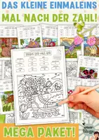 Vorschau - Arbeitsblätter - Frühling/Sommer Mathe 2./3.Klasse: MEGA BUNDLE: Mal nach der Zahl! Alle Malreihen des kleinen Einmaleins! Ostern/Frühling Rechenmalbilder - Deckblatt