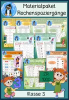 Vorschau - Mal- und Bastelvorlagen - Rechenspaziergänge Materialpaket Mathe – Klasse 3 | Zahlenraum 1000 | Schriftliche Rechenverfahren, Addition, Subtraktion 🎒 - Deckblatt