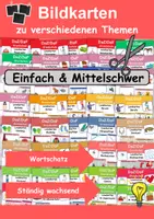 Vorschau - Arbeitsblätter - XXL Materialpaket Lesekarten/Bildkarten Einfach & Mittelschwer - Wortschatz Deutsch/DaZ/DaF (Ständig wachsend!) - Deckblatt