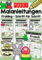 Vorschau - Mal- und Bastelvorlagen - Materialpaket: Zeichnen Schritt für Schritt im Frühling - Deckblatt