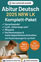 Vorschau - Arbeitsblätter - Abitur Deutsch 2025 NRW LK – Komplett-Paket: Sprachwandel, Lyrik „Unterwegs sein“, Woyzeck, Sachtextanalyse & materialgestütztes Schreiben mit Musterlösungen & Lernheft - Deckblatt