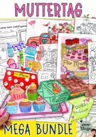 Vorschau - Mal- und Bastelvorlagen - MEGA Materialpaket mit MUTTERTAG-Kunstprojekten und Bastelvorlagen - Deckblatt