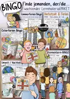 Vorschau - Arbeitsblätter - BINGOs für die Schule / 🎰💬 Finde jemanden, der/die ... - Bingo PAKET - Deckblatt