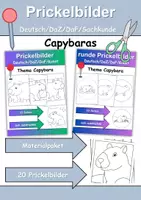 Vorschau - Mal- und Bastelvorlagen - Prickelbilder / Fensterbilder PAKET Thema Capybaras - Grundschule - Bastelvorlagen - Deckblatt