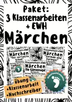 Vorschau - Arbeitsblätter - Paket: 3 Klassenarbeiten+EWH - Märchen - Deckblatt