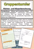 Vorschau - Stundenentwürfe - Unterrichtsbesuch/ Unterrichtsentwurf - Gruppenturnier: Flächen und Geometrische Körper - Deckblatt