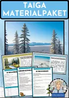 Vorschau - Arbeitsblätter - Taiga - 25 Lernkarten und 6 Arbeitsblätter mit Lösungen - Materialpaket Erdkunde Klasse 6/7 - Deckblatt