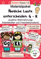 Vorschau - Arbeitsblätter - Ähnliche Laute unterscheiden: G oder K - Materialpaket - Deckblatt