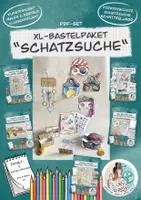 Vorschau - Stationenlernen - XL-Bastelpaket "Schatzsuche" / Piraten Schatztruhe Schatzkarte Mobile Masken - Deckblatt