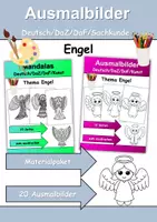 Vorschau - Mal- und Bastelvorlagen - Ausmalbilder & Mandalas PAKET Thema Engel - Grundschule - Bastelvorlagen - Deckblatt